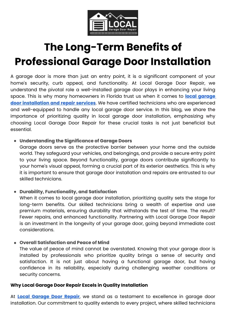 the long term benefits of professional garage