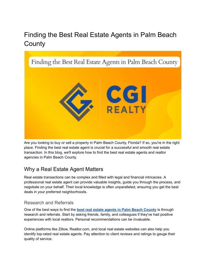 finding the best real estate agents in palm beach