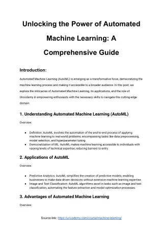 Unlocking the Power of Automated Machine Learning_ A Comprehensive Guide - Uncodemy