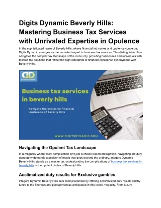 Business tax services in beverly hills