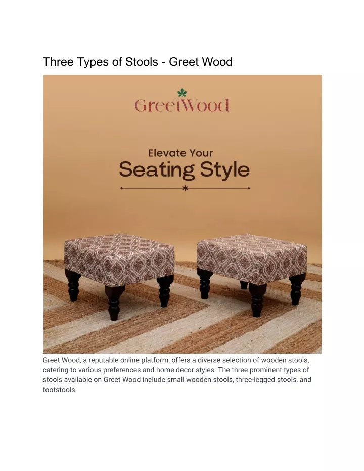 three types of stools greet wood