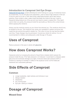 introduction to careprost 3ml eye drops careprost