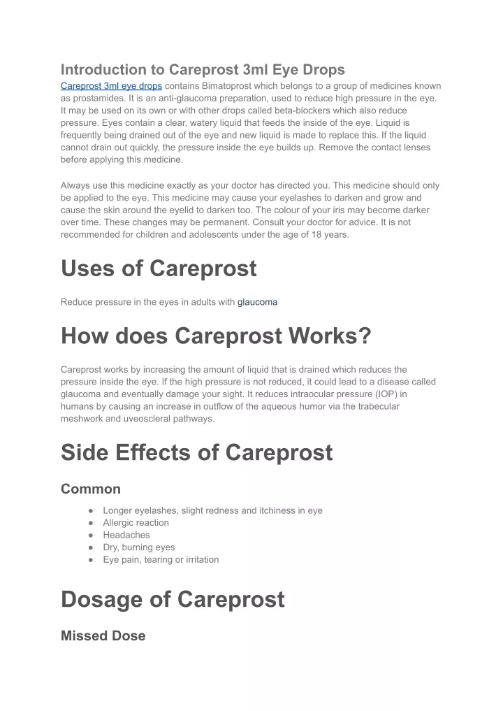 introduction to careprost 3ml eye drops careprost