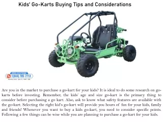Kids' Go-Karts Buying Tips and Considerations