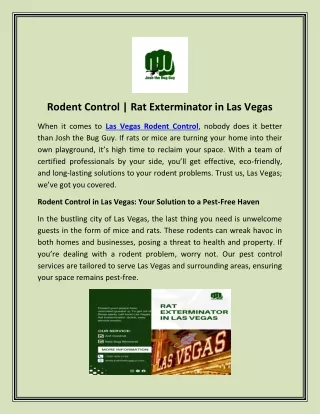 Rodent Control -  Rat Exterminator in Las Vegas