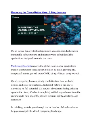 mastering the cloud native maze a blog journey