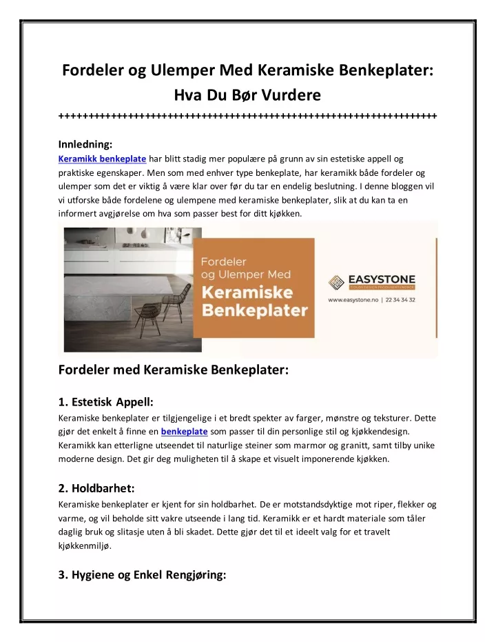 Ppt Fordeler Og Ulemper Med Keramiske Benkeplater Hva Du Bør Vurdere Powerpoint Presentation 1126