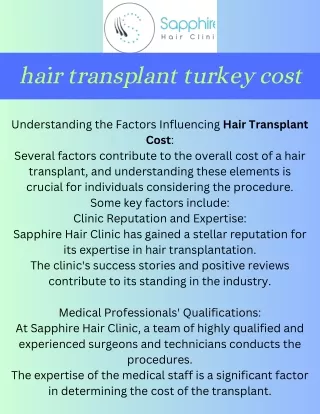 Hair Transplant Turkey Cost  - Sapphire Hair Clinic