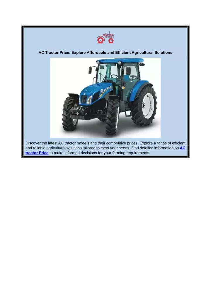 ac tractor price explore affordable and efficient