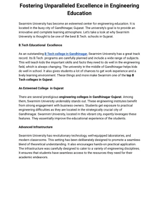 fostering unparalleled excellence in engineering