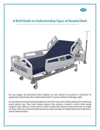 A Brief Guide to Understanding Types of Hospital Beds