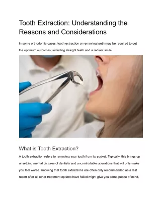 Tooth Extraction: Understanding the Reasons and Considerations