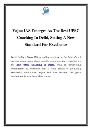 yojna ias emerges as the best upsc