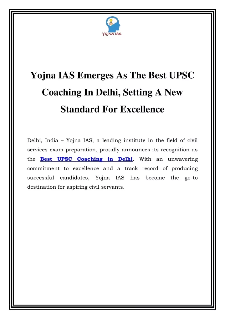 yojna ias emerges as the best upsc