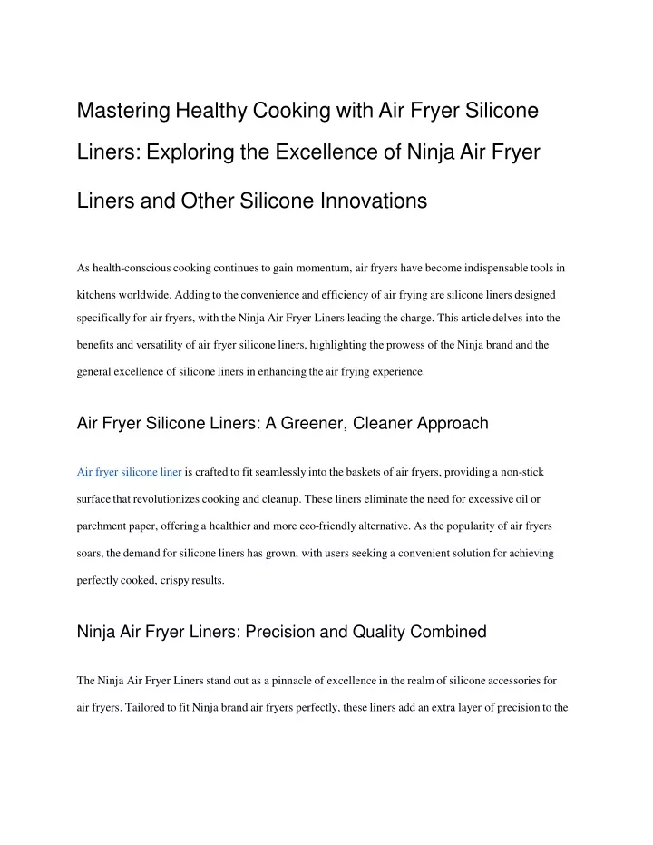 mastering healthy cooking with air fryer silicone