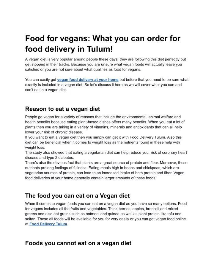 food for vegans what you can order for food