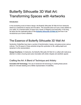 Butterfly Silhouette 3D Wall Art_ Transforming Spaces with 4artworks