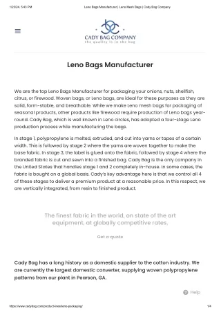 Leno Bags Manufacturer _ Leno Mesh Bags _ Cady Bag Company
