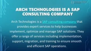 Arch Technologies - Sap Brim Implementation Partner In Dubai.