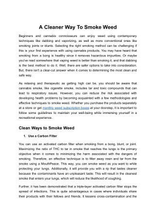 a cleaner way to smoke weed
