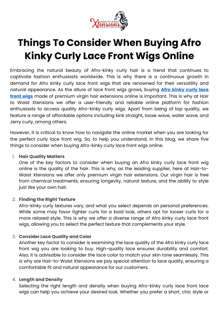 things to consider when buying afro kinky curly