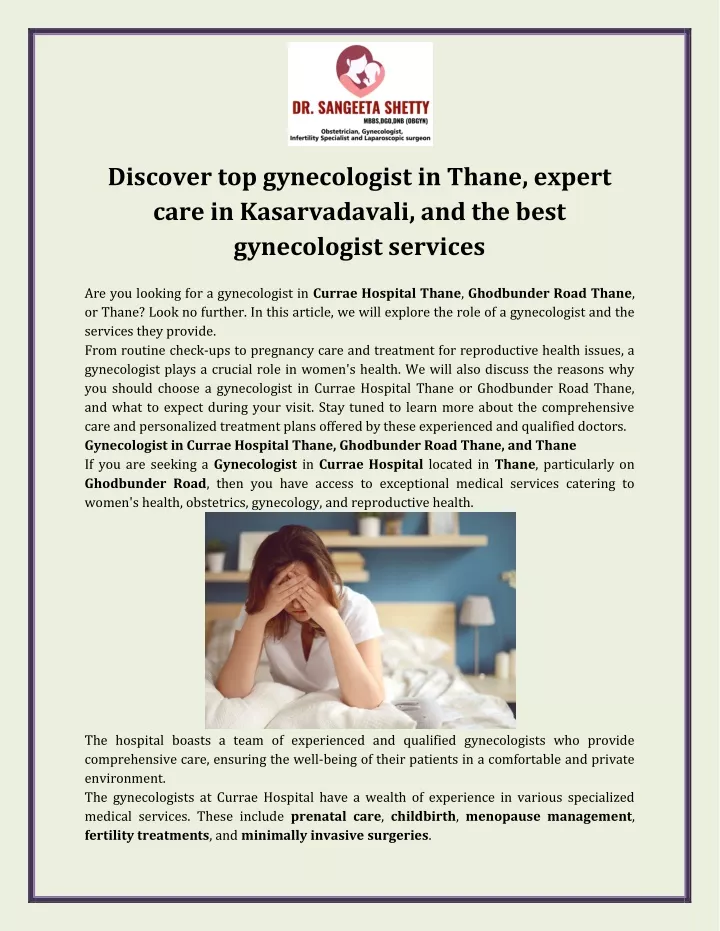 discover top gynecologist in thane expert care