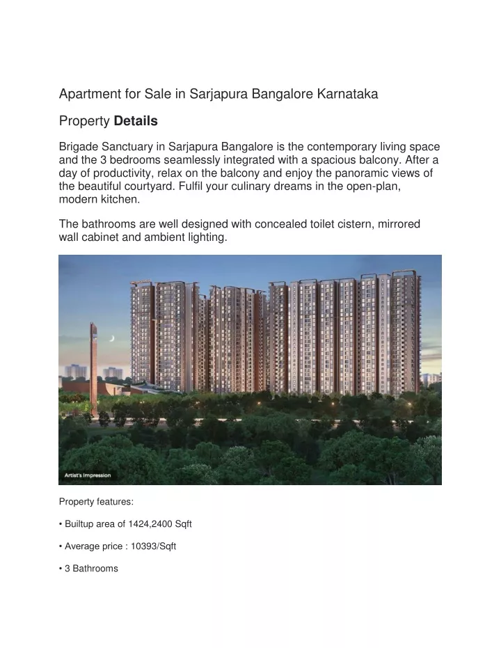apartment for sale in sarjapura bangalore