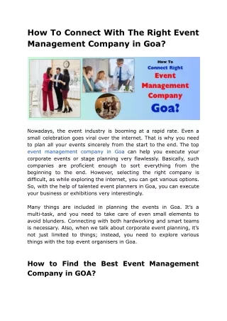 How To Connect With The Right Event Management Company in Goa