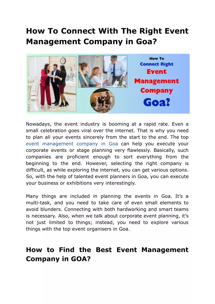 how to connect with the right event management