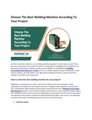 Choose The Best Welding Machine According To Your Project.
