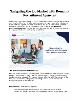 Navigating the Job Market with Romania Recruitment Agencies
