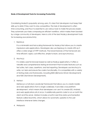 Node.JS Development Tools for Increasing Productivity
