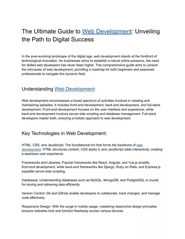 the ultimate guide to web development unveiling