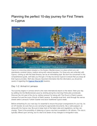 Planning the perfect 10-day journey for First Timers in Cyprus