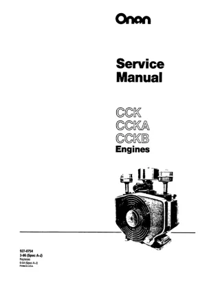 Cummins Onan CCK Engine Service Repair Manual