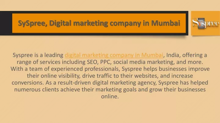 syspree digital marketing company in mumbai