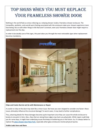 Top Signs When You Must Replace Your Frameless Shower Door