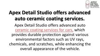 Apex Detail Studio - Ceramic Coating For Vehicles.