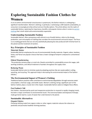 exploring sustainable fashion clothes for women