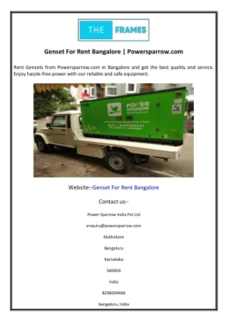 genset for rent bangalore powersparrow com