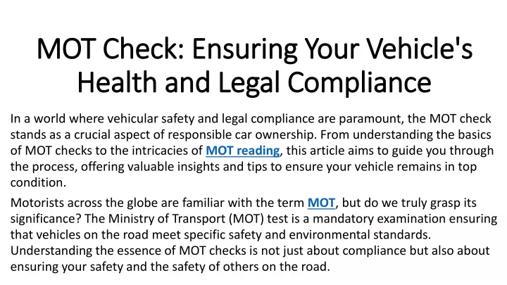 mot check ensuring your vehicle s health and legal compliance