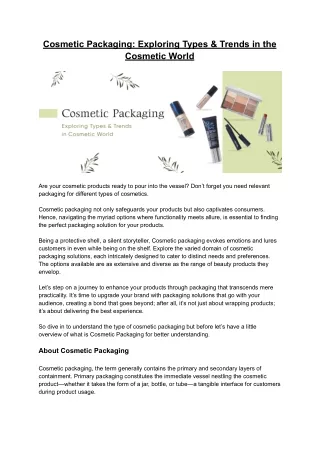 Cosmetic Packaging - Exploring Types and Trends in the Cosmetic World