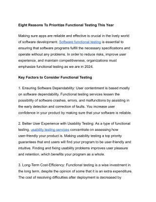 Eight Reasons To Prioritize Functional Testing This Year