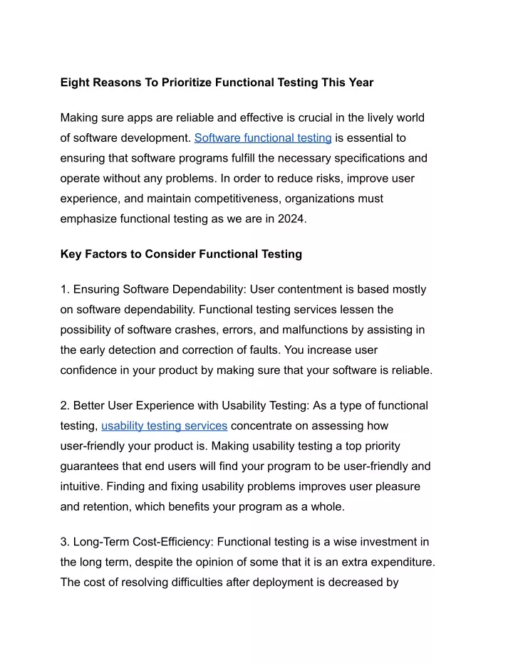 eight reasons to prioritize functional testing