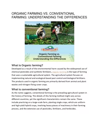 ORGANIC FARMING VS. CONVENTIONAL FARMING UNDERSTANDING THE DIFFERENCES