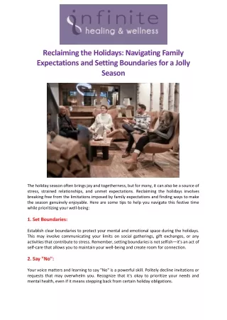 Reclaiming the Holidays: Navigating Family Expectations and Setting Boundaries