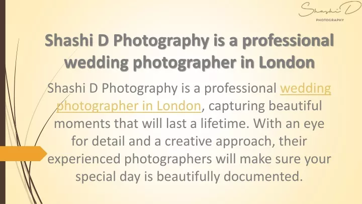 shashi d photography is a professional wedding