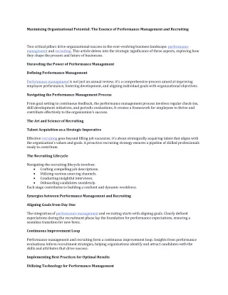 maximizing organizational potential the essence