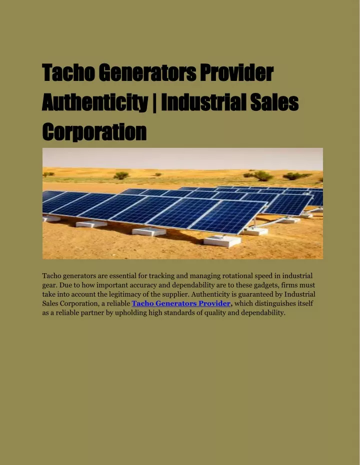 tacho generators provider tacho generators