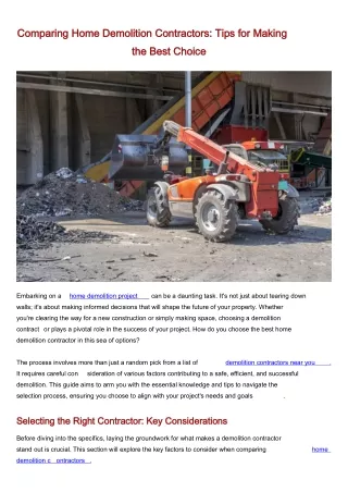 Comparing Home Demolition Contractors Tips for Making the Best Choice